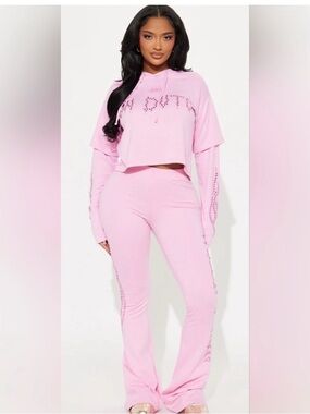 Von Dutch Flames Racer Pink Rhinestone Flare Lounge Pants size Women’s Large